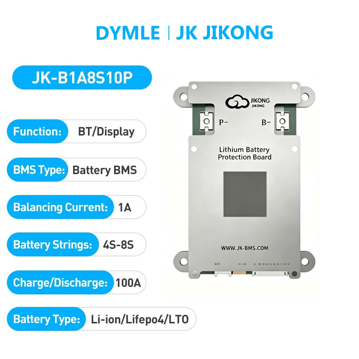Lithium Battery 12V - JK JIKONG B1A8S10P BMS actif intelligent